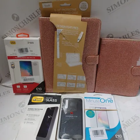 APPROXIMATELY 25 ASSORTED SMARTPHONE & TABLET ACCESSORIES TO INCLUDE HUAWEI P30 CASE, GALAXY NOTE20 SCREEN PROTECTOR, GALAXY A12 SCREEN PROTECTOR ETC 