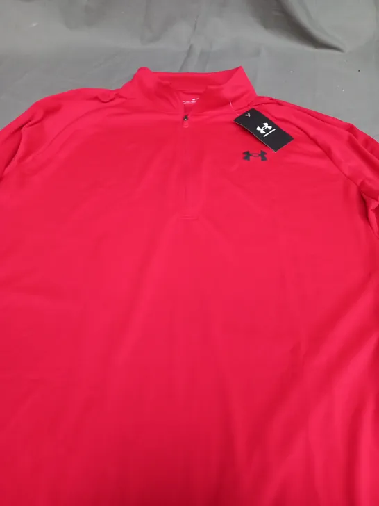 UNDER ARMOUR QUARTER ZIP IN RED - XL