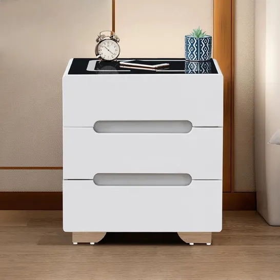 BOXED ERINN MODERN LED LIGHT BEDSIDE NIGHTSTAND