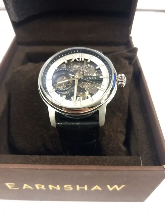 BOXED EARNSHAW AUTOMATIC MOVEMENT ES-8149 STAINLESS STEEL WRIST WATCH