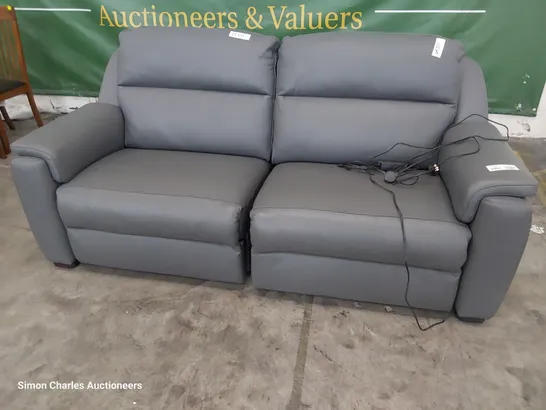 QUALITY ITALIAN DESIGNER AVILA POWER RECLINING THREE SEATER SOFA DARK GREY LEATHER 