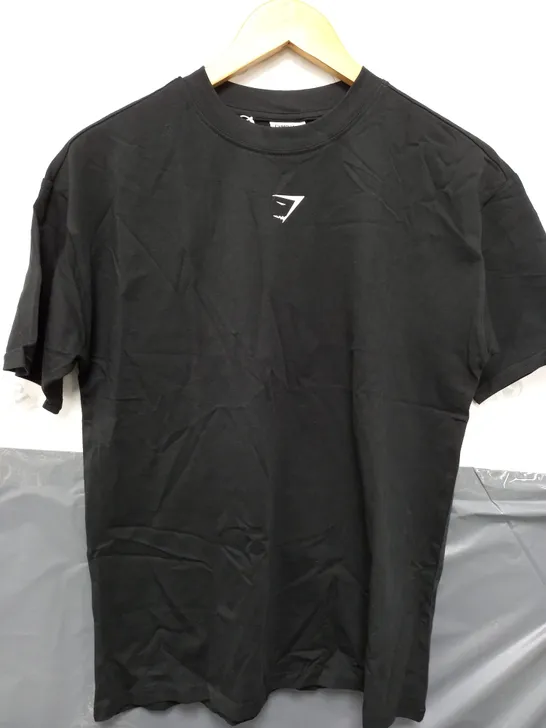 GYMSHARK FRACTION OVERSIZED T-SHIRT IN BLACK - XXS