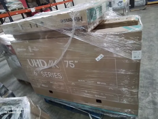 PALLET OF APPROXIMATELY 8 UNPROCESSED RAW RETURN TELEVISIONS TO INCLUDE;