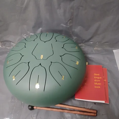 steel tongue drum with music book and carry case