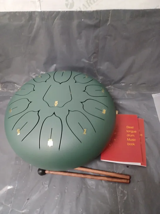 steel tongue drum with music book and carry case