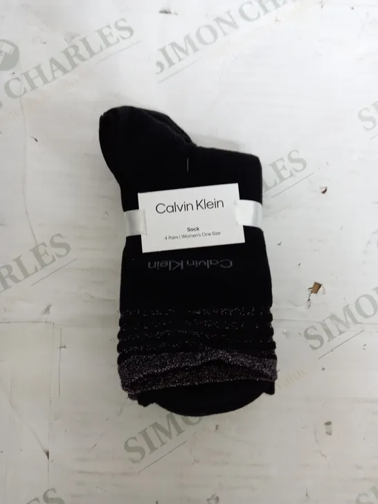 CALVIN KLEIN 4 PAIRS OF BLACK SOCKS - ONE SIZE