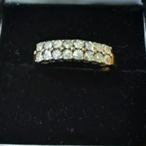 9CT YELLOW GOLD TWO ROW NATURAL DIAMOND HALF ETERNITY RING