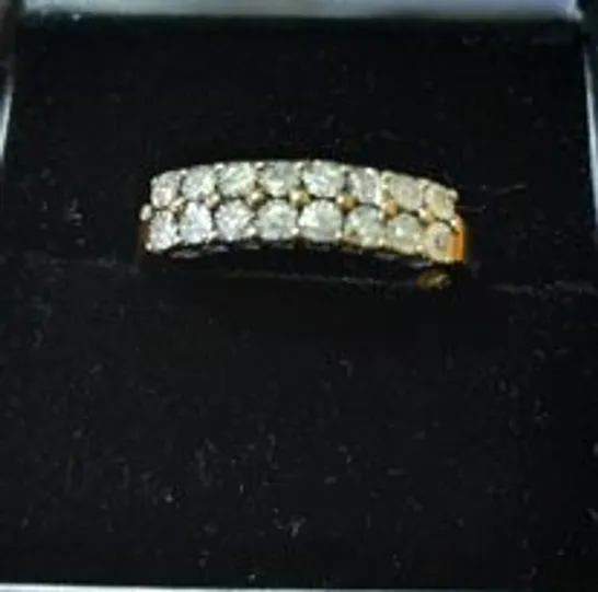 9CT YELLOW GOLD TWO ROW NATURAL DIAMOND HALF ETERNITY RING