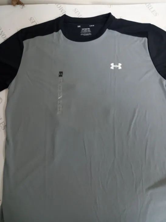 under armour blacl/grey tech tshirt-large