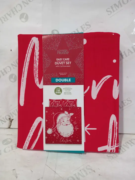 GEORGE HOME EASY CARE FESTIVE DUVET SET IN RED - DOUBLE