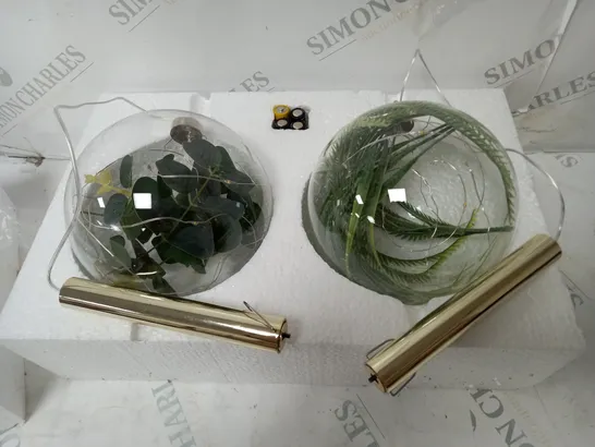 SARA DAVIES SET OF 2 15 CM PRE-LIT FOLIAGE GLASS BAUBLES