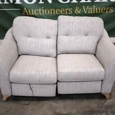 QUALITY BRITISH DESIGNED & MANUFACTURED G PLAN HATTON FORMAL BACK 2 SEATER POWER RECLINER SOFA SEA STONE FABRIC 