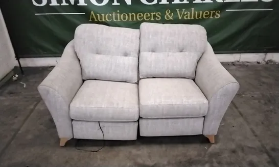 QUALITY BRITISH DESIGNED & MANUFACTURED G PLAN HATTON FORMAL BACK 2 SEATER POWER RECLINER SOFA SEA STONE FABRIC 