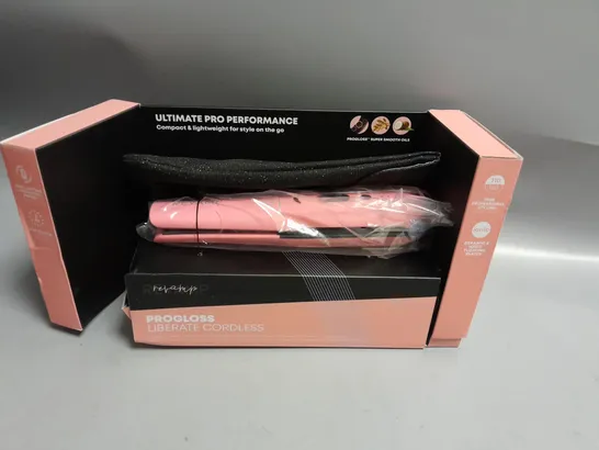 BOXED REVAMP PROGLOSS LIBERATE CORDLESS PROFESSIONAL CERAMIC STRAIGHTENER PINK