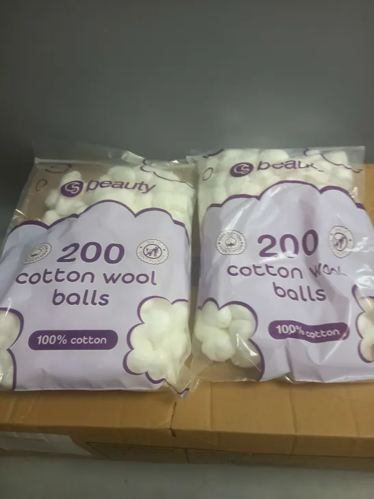 BOXED CSBEAUTY 12 BAGS OF 200 100% COTTON WOOL BALLS