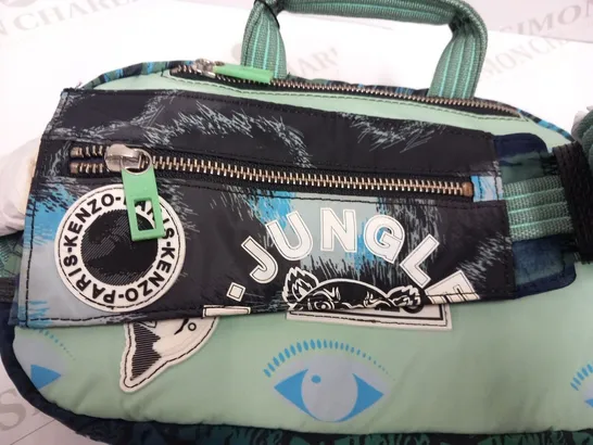 KENZO PARIS GREEN BLUE TIGER NYLON LEATHER CROSSBODY BUMBAG