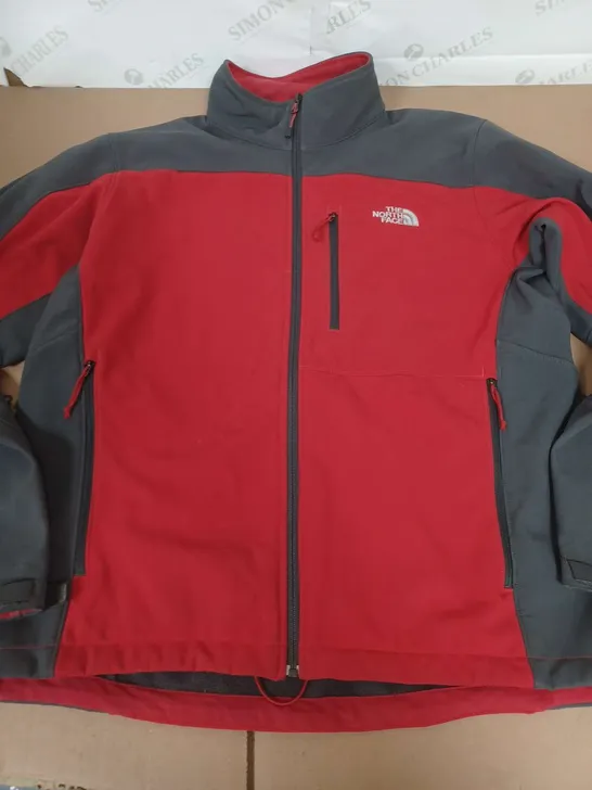 THE NORTH FACE ZIP HIGH COLAR JACKET RED/GREY - LARGE