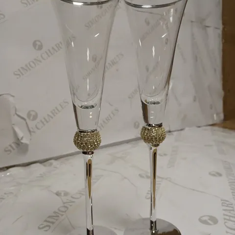 SILVER RIMMED CHAMPAGNE GLASSES