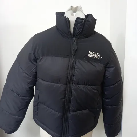 PULL & BEAR PACIFIC REPUBLIC BLACK PUFFER COAT - SIZE XS