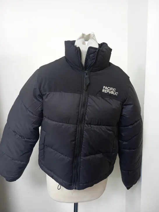 PULL & BEAR PACIFIC REPUBLIC BLACK PUFFER COAT - SIZE XS