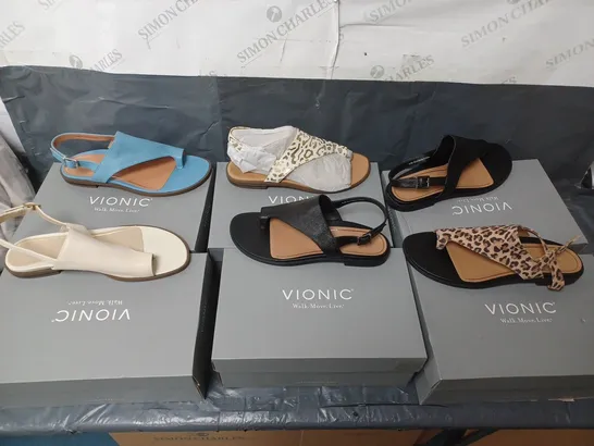 BOX OF APPROXIMATELY 6 ASSORTED PAIRS OF SANDALS IN VARIOUS STYLES AND SIZES 