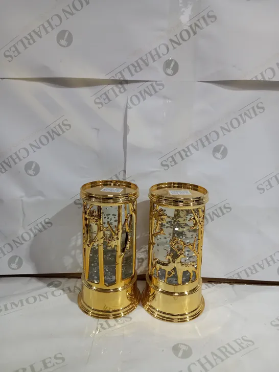 HOME REFLECTIONS SET OF PRELIT SWIRLING GLITTER SCENIC PILLARS