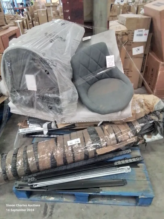 PALLET CONTAINING VARIOUS FURNITURE PARTS AND ACCESSORIES ETC.