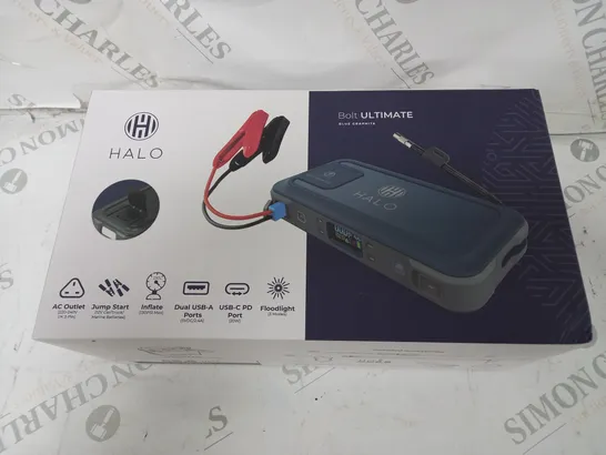 BOXED HALO BOLT ULTIMATE POWER BANK W/JUMP STARTER AIR COMPRESSOR & AC OUTLET