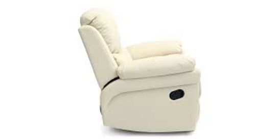 BOXED DESIGNER MADISON CREAM FAUX LEATHER MANUAL RECLINING EASY CHAIR (1 BOX)