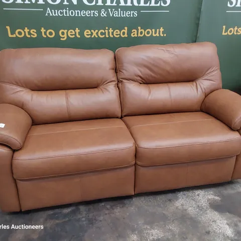 QUALITY BRITISH DESIGNER G PLAN SEATTLE THREE SEATER SOFA DALLAS TAN LEATHER 