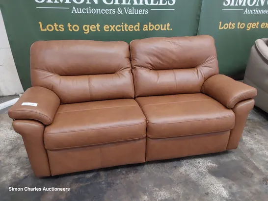 QUALITY BRITISH DESIGNER G PLAN SEATTLE THREE SEATER SOFA DALLAS TAN LEATHER 