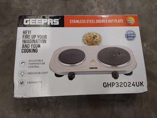 BOXED GEEPAS 2500W ELECTRIC DOUBLE HOT PLATE (1 BOX)