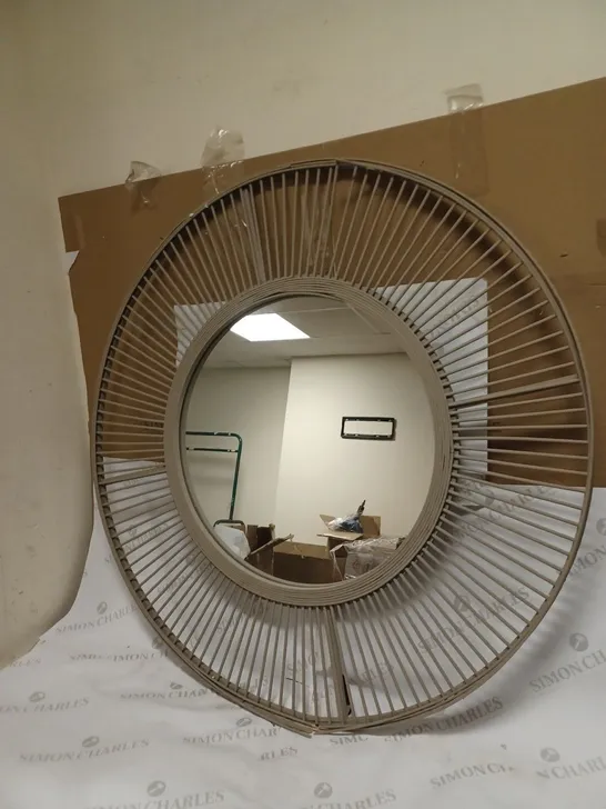 K BY KELLY HOPPEN BAMBOO TAUPE CIRCULAR MIRROR - COLLECTION ONLY