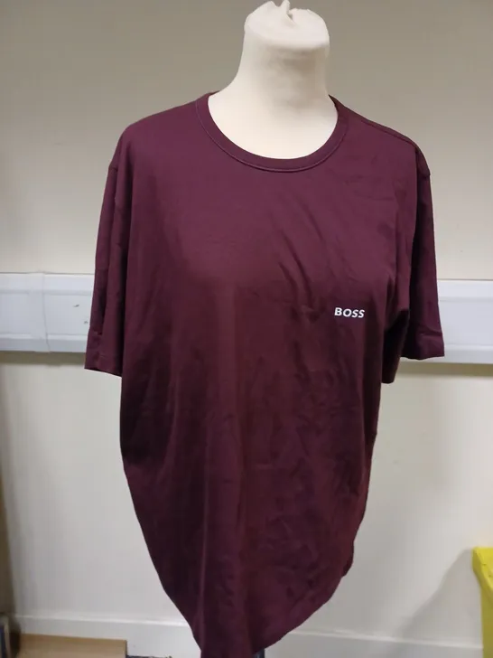 HUGO BOSS PLAIN MAROON T-SHIRT -  XL