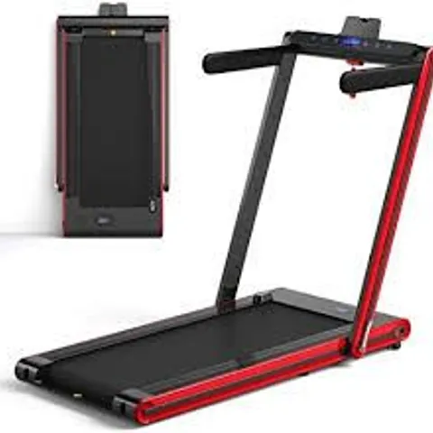 BOXED COSTWAY 2-IN-1 FOLDING UNDER DESK TREADMILL WITH DUAL LED DISPLAY - RED (1 BOX)