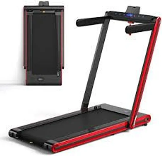 BOXED COSTWAY 2-IN-1 FOLDING UNDER DESK TREADMILL WITH DUAL LED DISPLAY - RED (1 BOX)