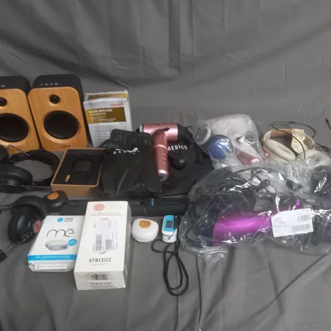 MEDIUM BOX OF ASSORTED UNBOXED ELECTRICAL ITEMS FROM MARLEY, HOMEDICS, AND REVAMP ETC. 