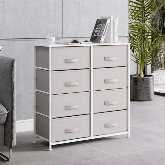 BOXED FLEMINGS 8 DRAWER 80CM WIDE CHEST GREY