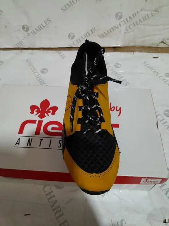 BOXED RIEKER TRAINERS YELLOW, BLACK AND WHITE SIZE 7