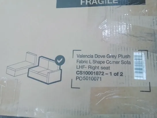 BOXED VALLENCIA LHF L SHAPED SECTION DOVE GREY PLUSH FABRIC