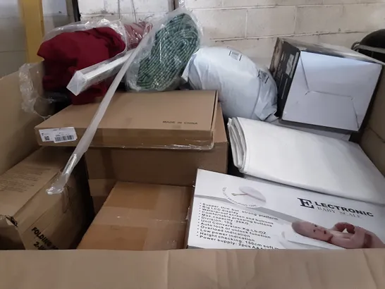 PALLET OF ASSORTED PRODUCTS INCLUDING STOREMIC TOILET SEAT, SOLAR WINDOW FILM, CUSIMAX DOUBLE HOT PLATE, TAIYUHOMES VENETIAN BLINDS, ELECTRONIC BABY SCALE, BUMBOO