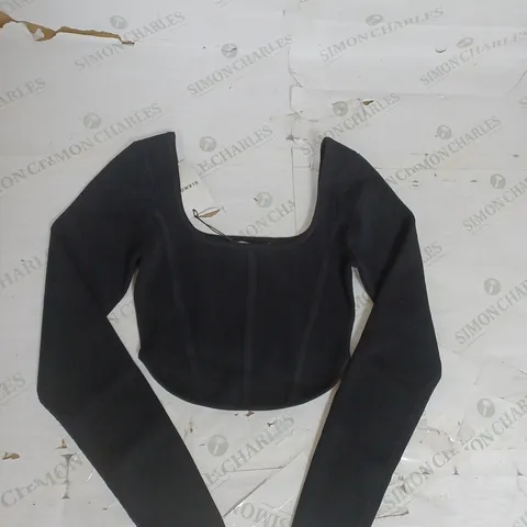 GLAMOROUS LONG SLEEVE FITTED TOP IN BLACK SIZE 10