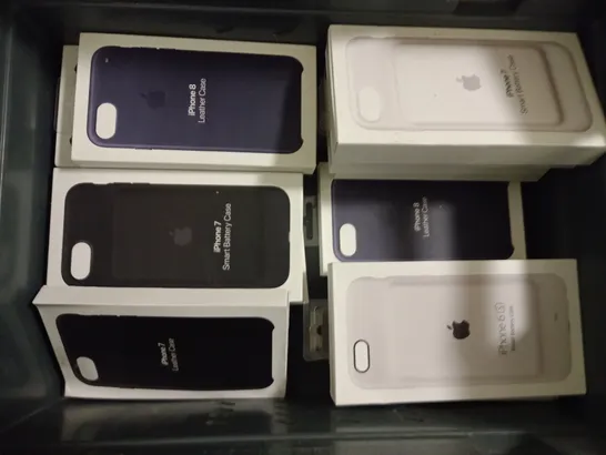 BOX OF IPHONE LEATHER CASES AND BATTERY CASES 