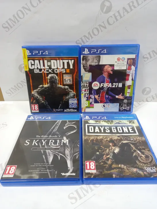 PS4 GAME COLLECTION TO INCLUDE CALL OF DUTY, FIFA 21, SKYRIM & DAYS GONE