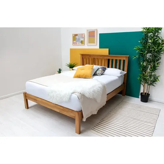 BOXED ALDERLEY OAK WOODEN BED IN DOUBLE - 3 BOXES