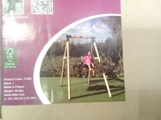 BOXED PLUM BUSH BABY WOODEN GARDEN SWING SET (1 BOX - PARTS MAY BE MISSING)