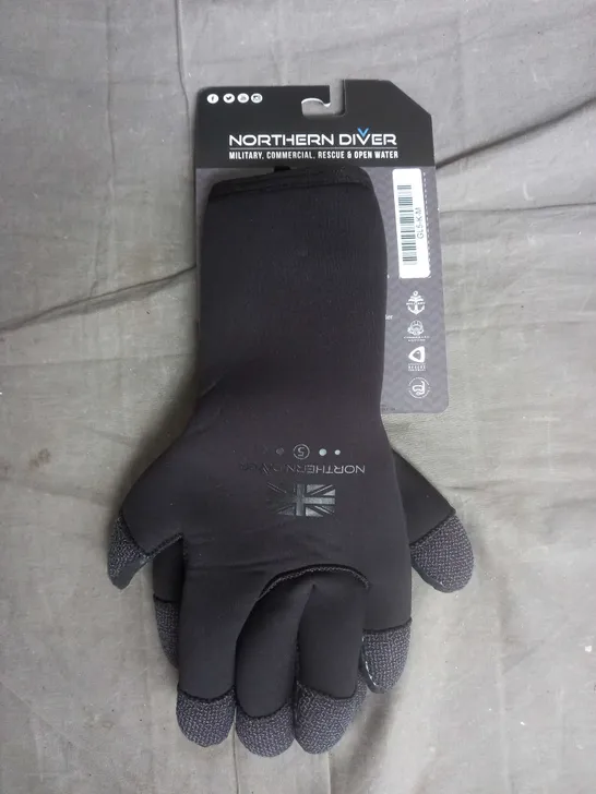 NORTHERN DIVER KEVLAR SUPERSTRETCH 5MM DIVING GLOVES IN BLACK SIZE M