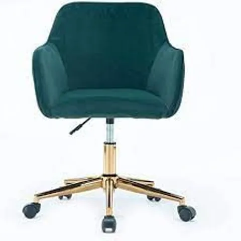 VELVET GREEN OFFICE CHAIR WITH WHEELS GOLD LEGS