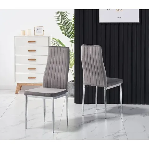 BOXED SET OF 2 GABRIELLE GREY VELVET SIDE CHAIRS (1 BOX)