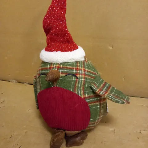 26 CM TARTAN ROBIN CHRISTMAS DOOR STOP